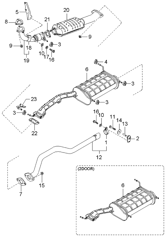 Kia 0K07F40100A Main Muffler Assembly