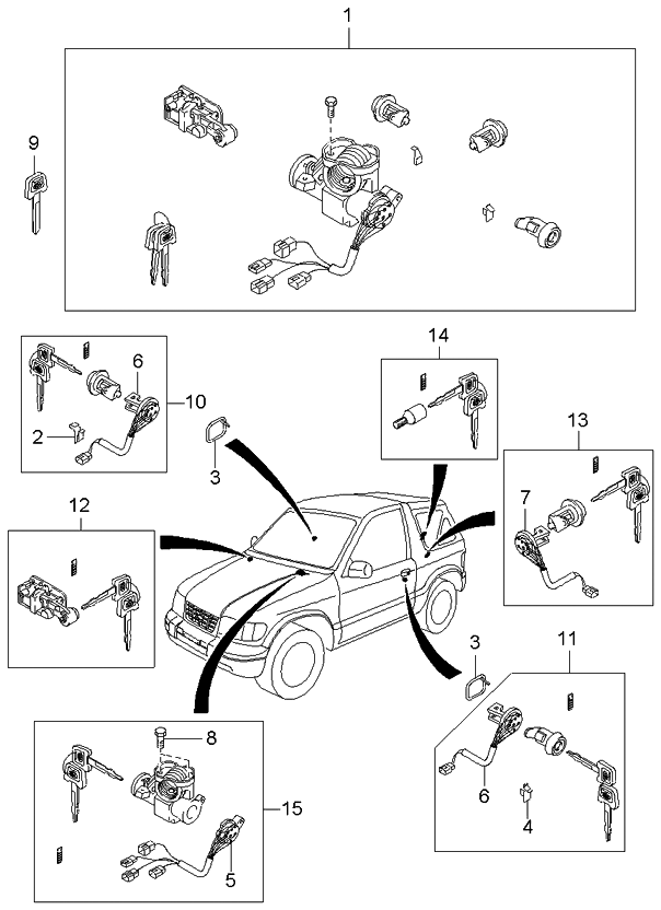 Kia 0K07E09010B96 Key Set