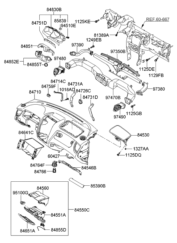 Kia 974901F001UB Duct Assembly-Side Air VENTILATOR