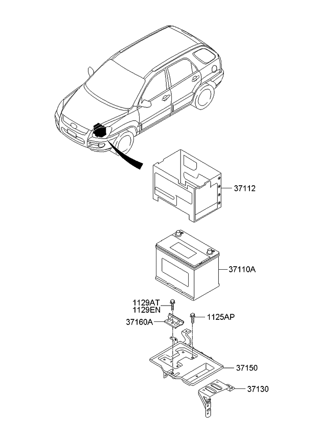 Kia 371123K250 Insulation Pad-Battery