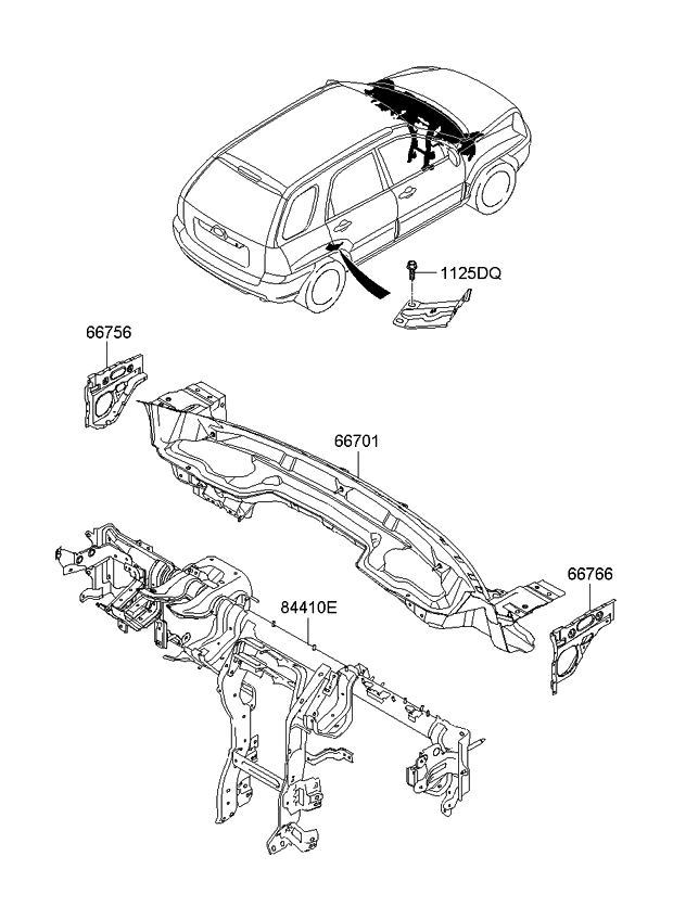 Kia 844101F000 Bar Assembly-Cowl Cross