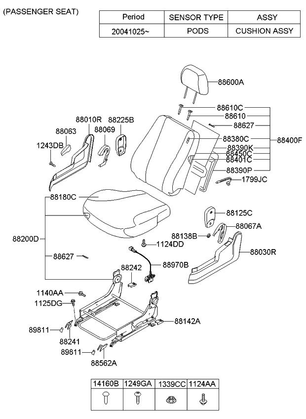 Kia 881381F500EZ Cap-Inside Cover-Pas