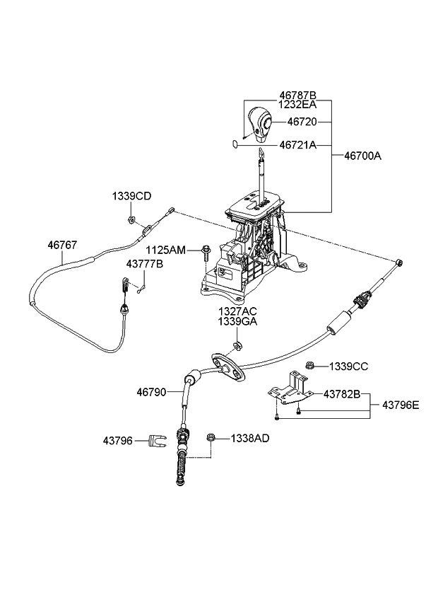 Kia 467201F200WK Knob Assembly-Gear Shift