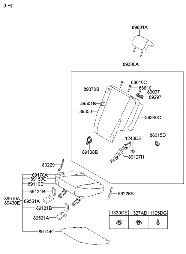 Kia 893101F012WK Frame Assembly-Rear Seat Back