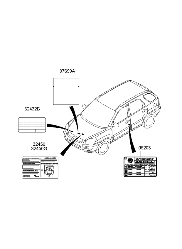 Kia 3245037BH0 Label-1