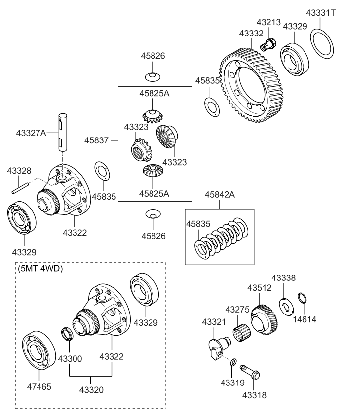 Kia 4333139110 SPACER-Differential