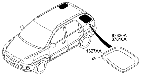 Kia 878101F000 Glass & MOULDING As