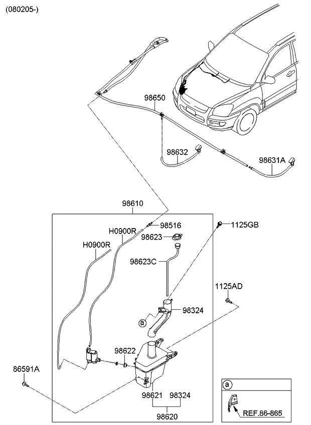 Kia 986221F000 Funnel-Front Washer Reservoir