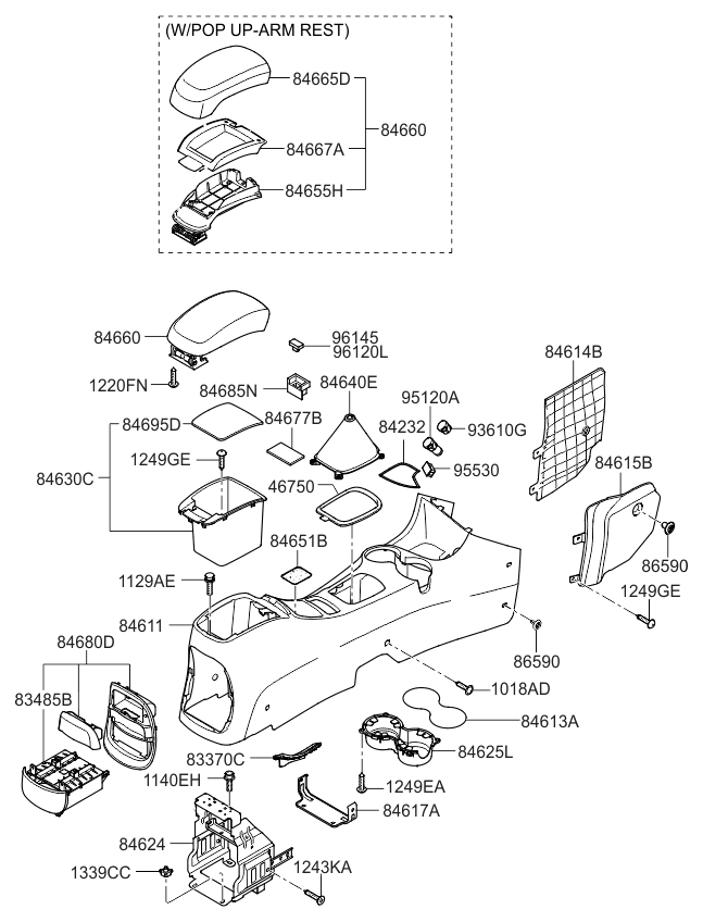 Kia 846701F200WK Cover Assembly-Console R