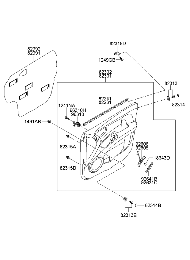 Kia 823011F031V1 Panel Complete-Front Door