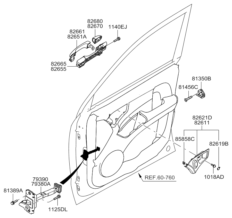 Kia 826211F010WK Housing-Front Door Inside Handle