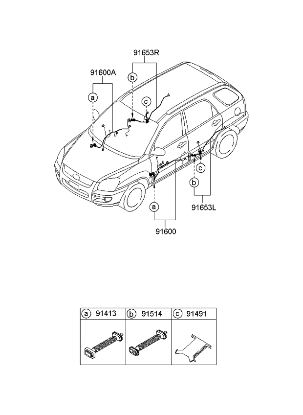 Kia 916001F160 Wiring Assembly-Front Door,Door