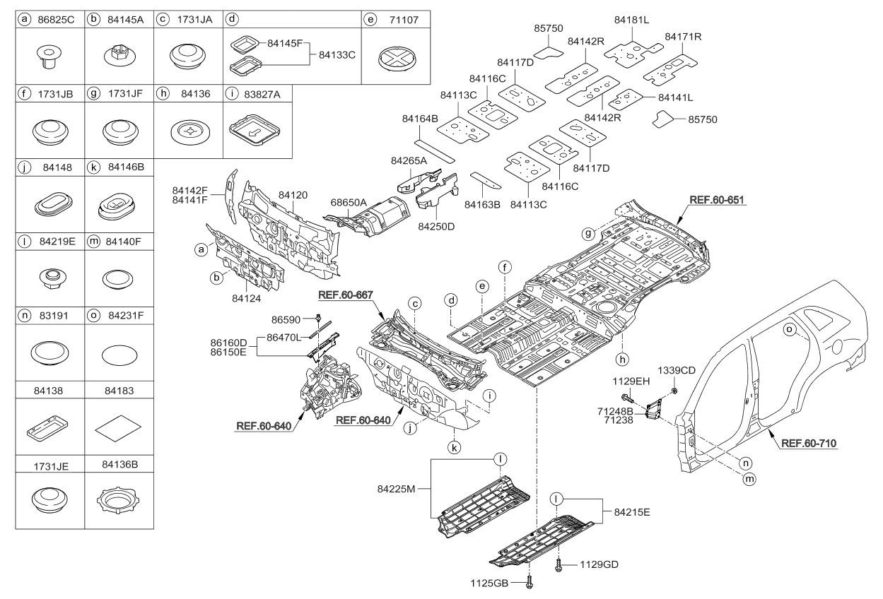 Kia 842501U005 Pad Assembly-Front Tunnel