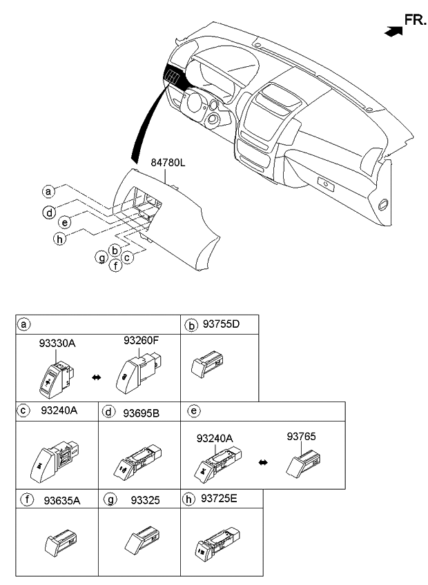 Kia 847801U005BBY Garnish Assembly-Crash Pad Center