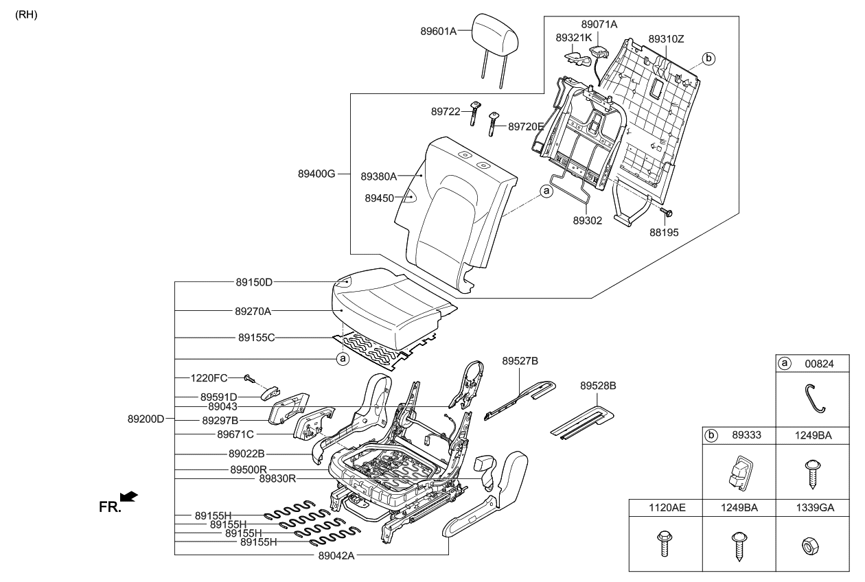 Kia 894001U790CAZ Back Assembly-2ND Seat,R