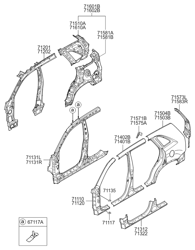 Kia 714021UB00 Pillar Assembly-Center Outer