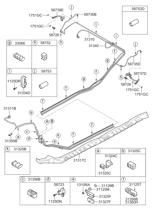 Kia 313102T600 Tube-Fuel Feed