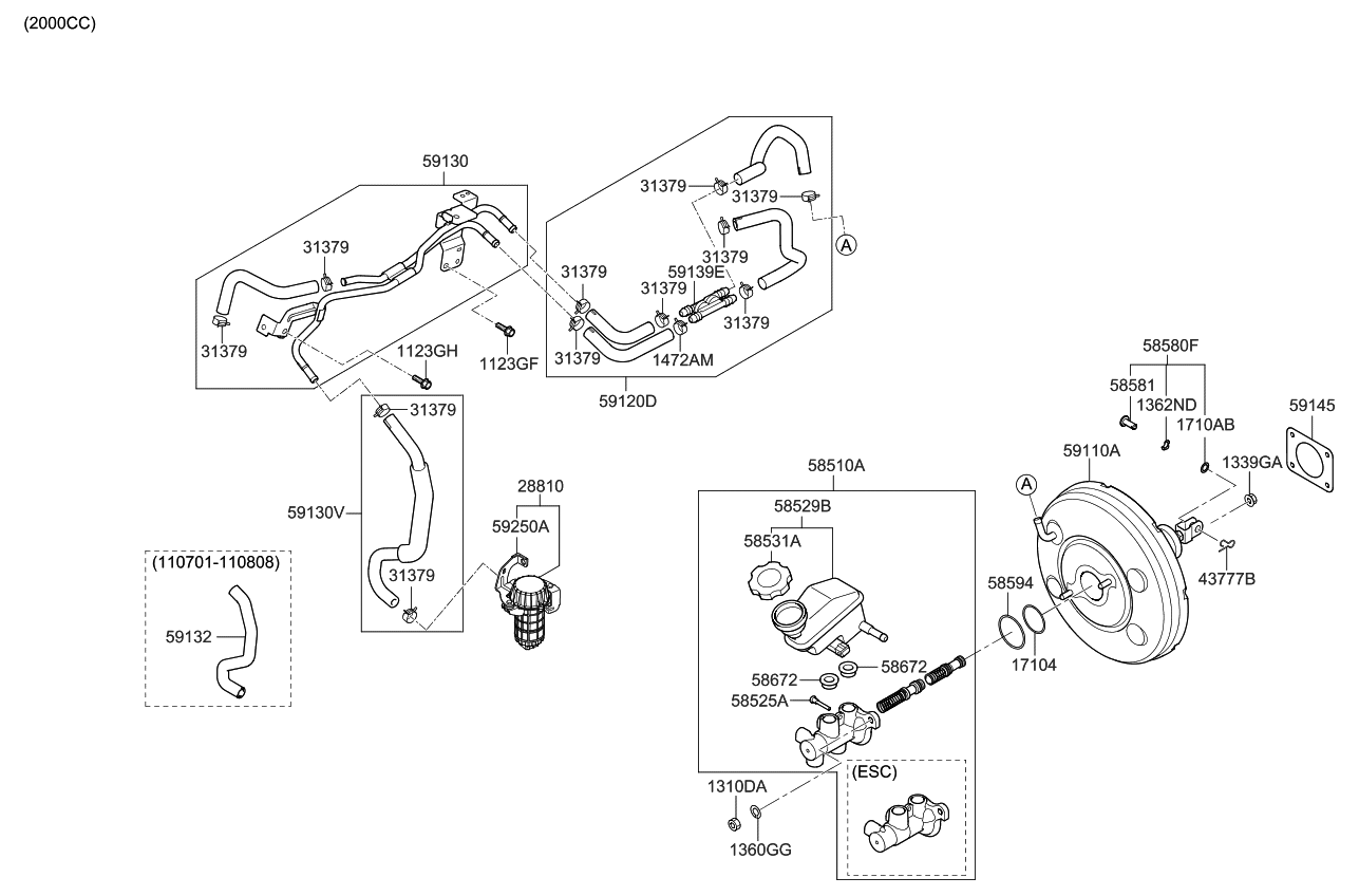 Kia 591302T510 Hose Assembly-Brake Booster