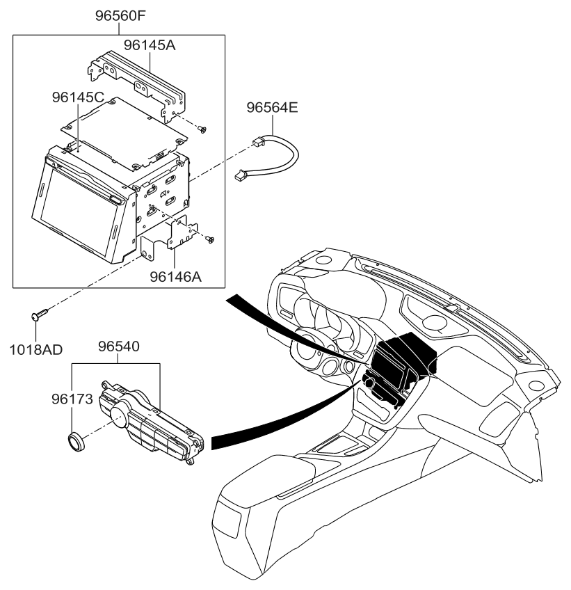 Kia 965602T200 Head Unit Assembly-Avn