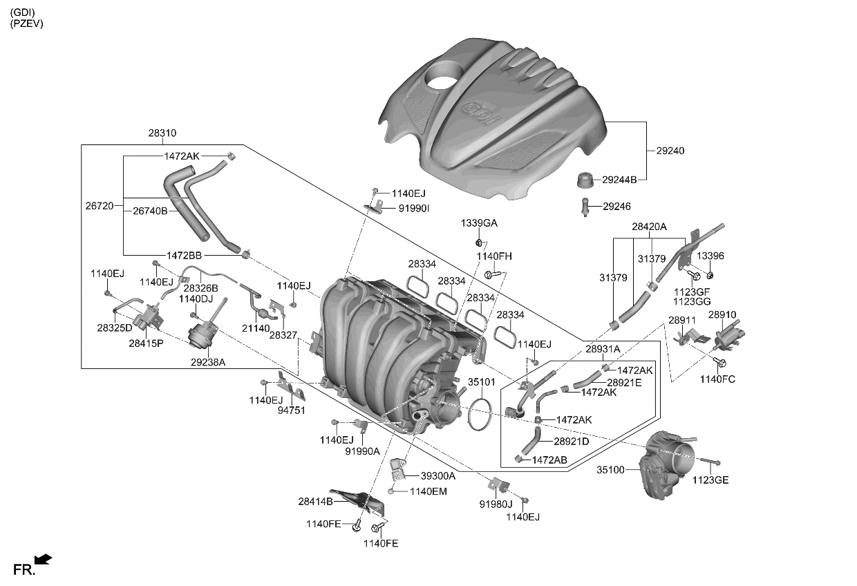 Kia 289312G710 Pipe & Hose Assembly PURGE