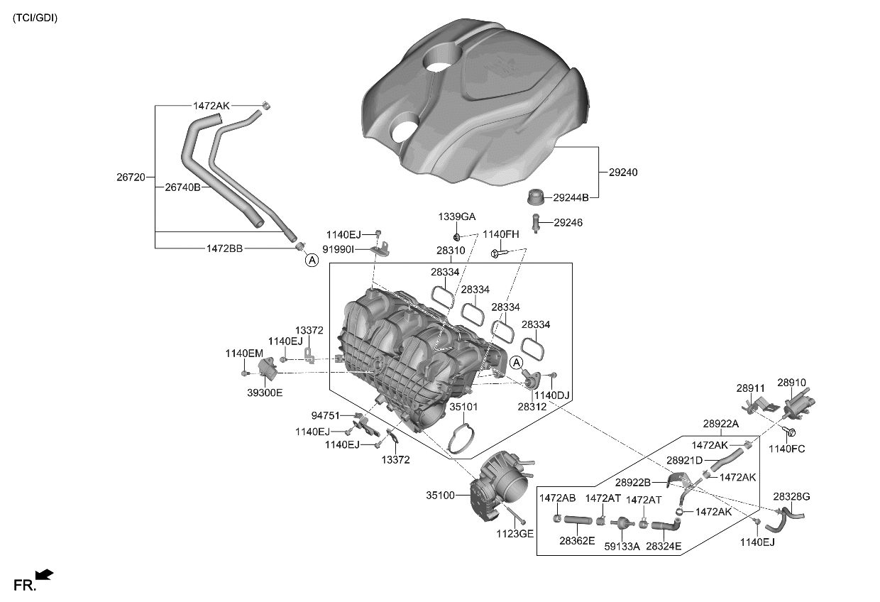 Kia 289212G720 Hose-PURGE Pipe