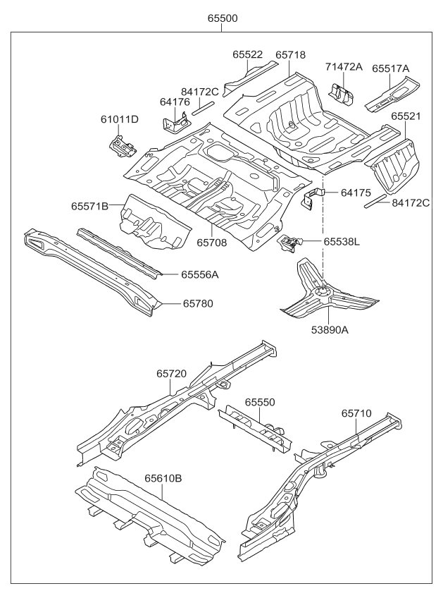 Kia 655122T100 Panel Assembly-Rear Floor