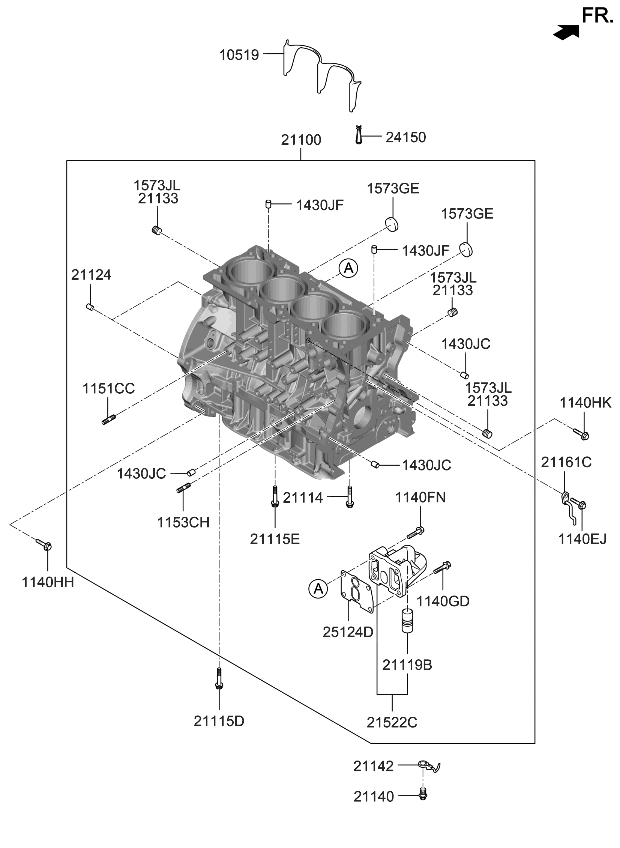 Kia 370Y32GH00A Cylinder Block Assembly 370Y32GH00A Kia Cylinder Block Assembly