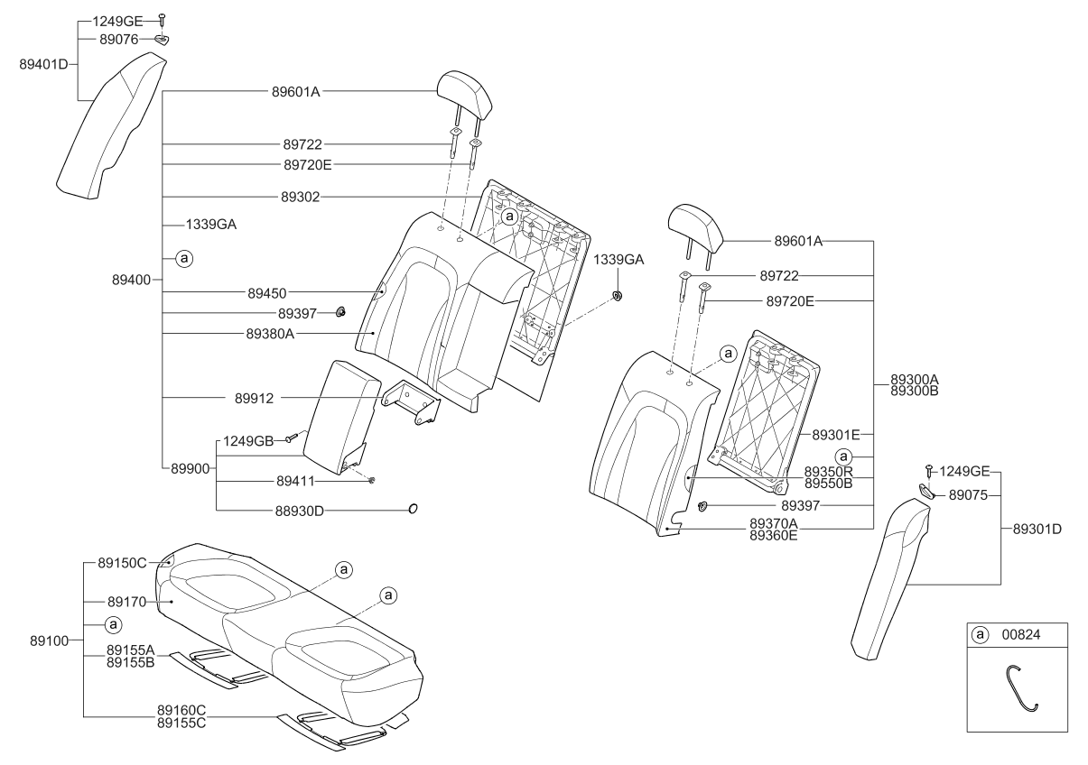 Kia 846652T010VA Cover-Rear Back ARMREST