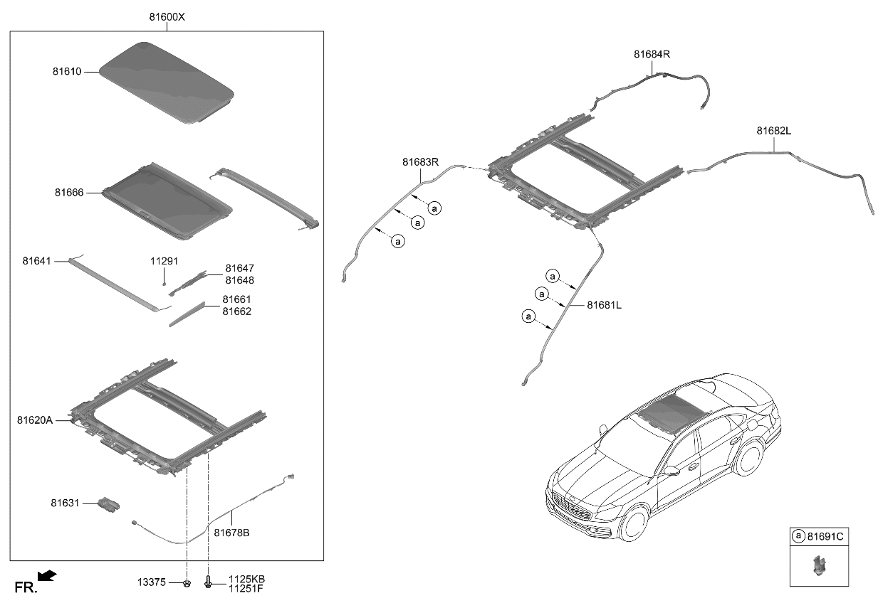 Kia 81693J6000 Clip-SUNROOF Drain H