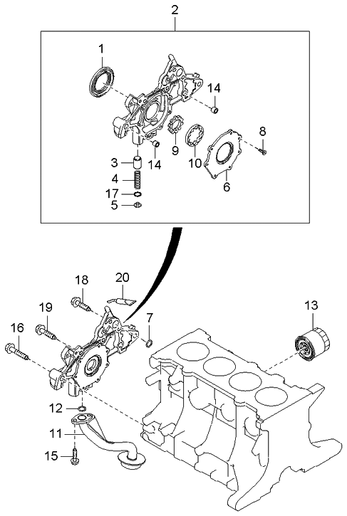 Kia 0K30F14100C Pump Compartment-Oil