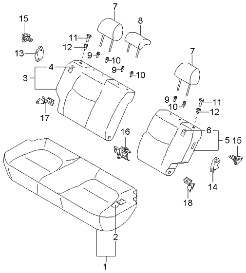 Kia 2K34G57200081 Cushion-Rear Seat,RH