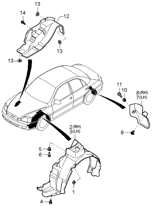 Kia 0K30A56311B Shield-Splash,Front, R