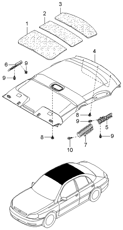 Kia 0K30A68016 Insulator-Roof,Front