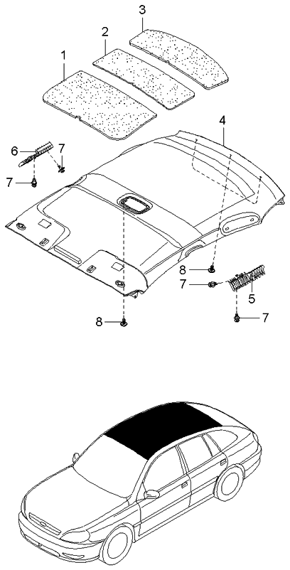 Kia 0K34A68018A Insulator-Roof,Center