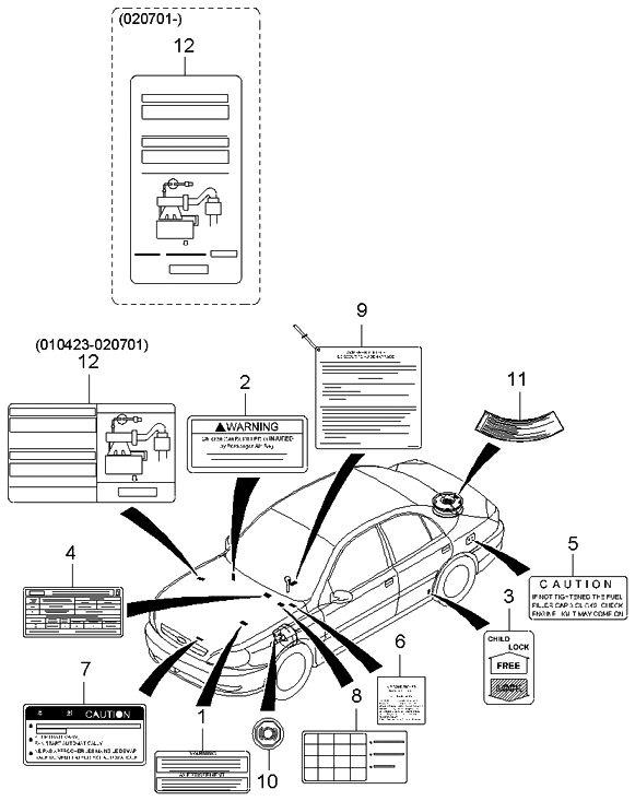 Kia 324002X437 Label-VECI