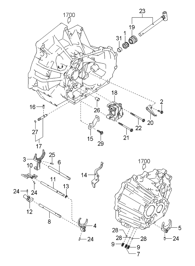 Kia 0K2A117423 End-Shift Rod 3,4