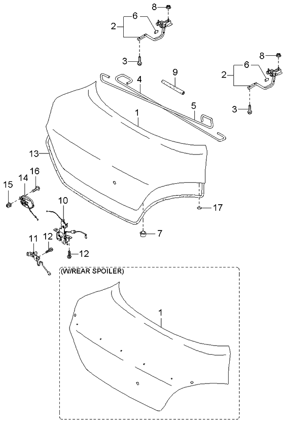 Kia 0K30A56951 WEATHERSTRIP-Trunk Lid