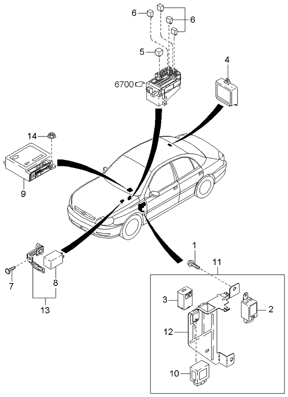 Kia 0K30A67991E Bracket-Relay