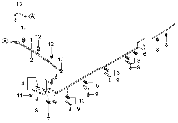 Kia 0K32A45111A Pipe-Fuel, Main