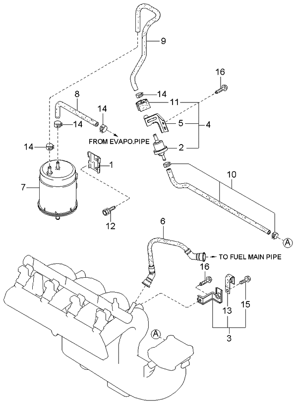 Kia 0K32A1349XB Tube Assembly-Fuel Main