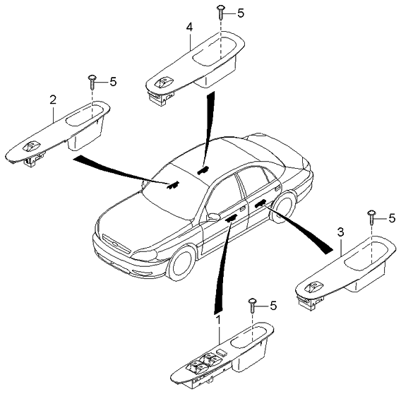 Kia 0K30C66350 Power Window Main Switch Assembly