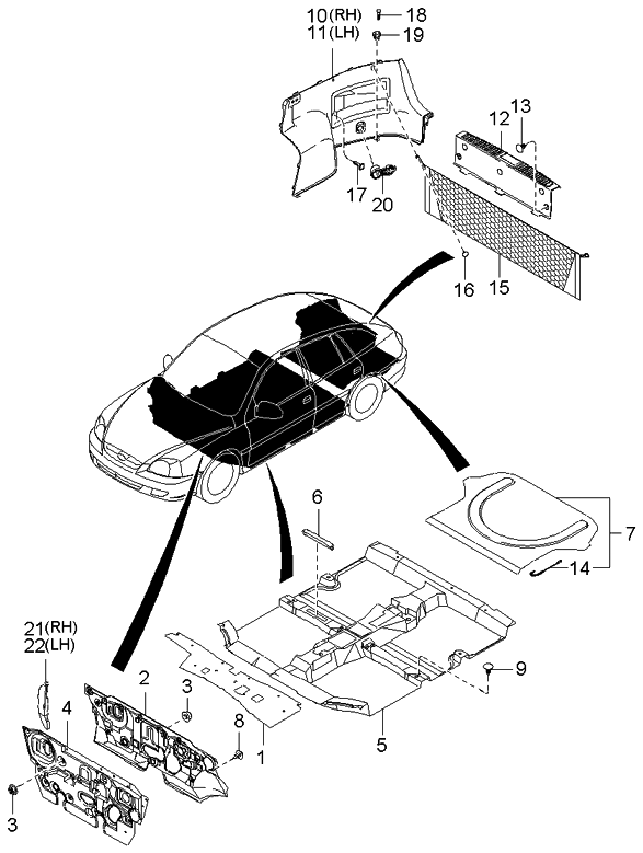 Kia 0K30A686A0A INSULATOR-Dash, Up