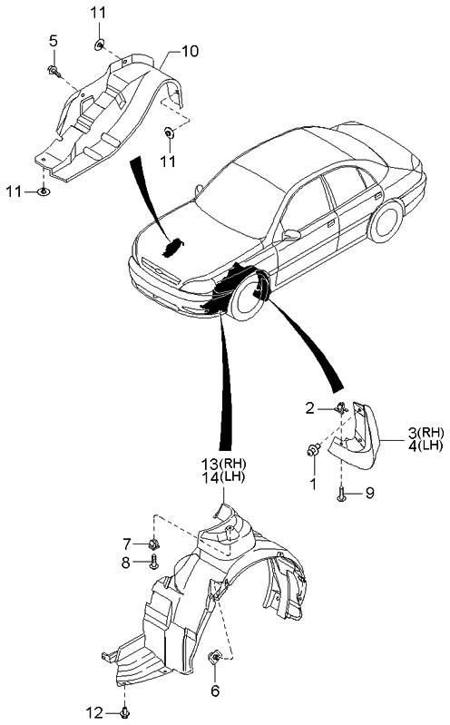 Kia 0K30A56311 Shield-Splash,RH