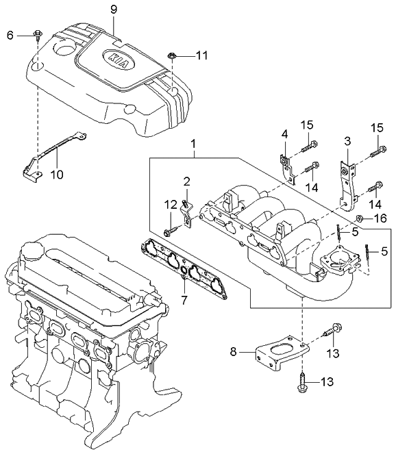 Kia 0K30E13111C Gasket-Intake Manifold