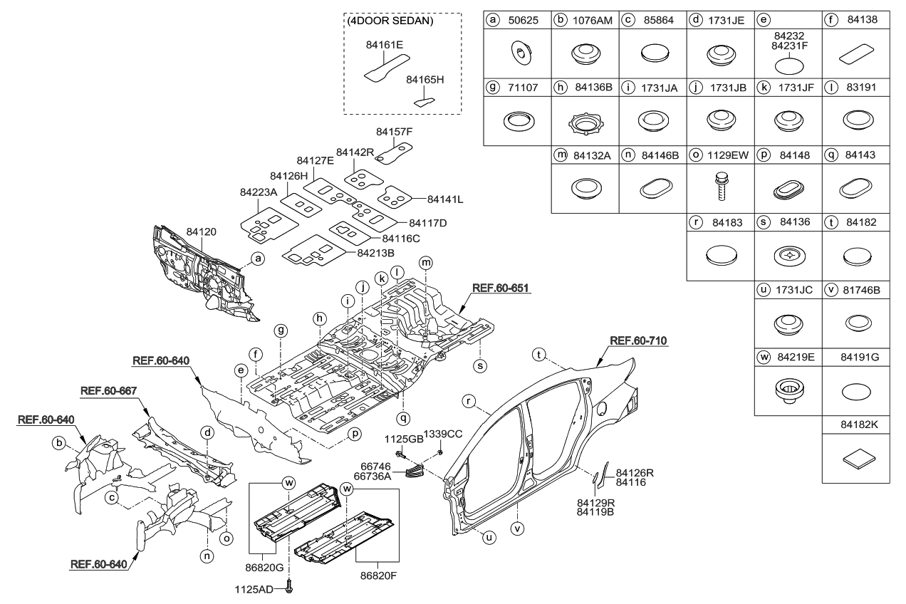 Kia 841471W000 Under Cover-Rear RH