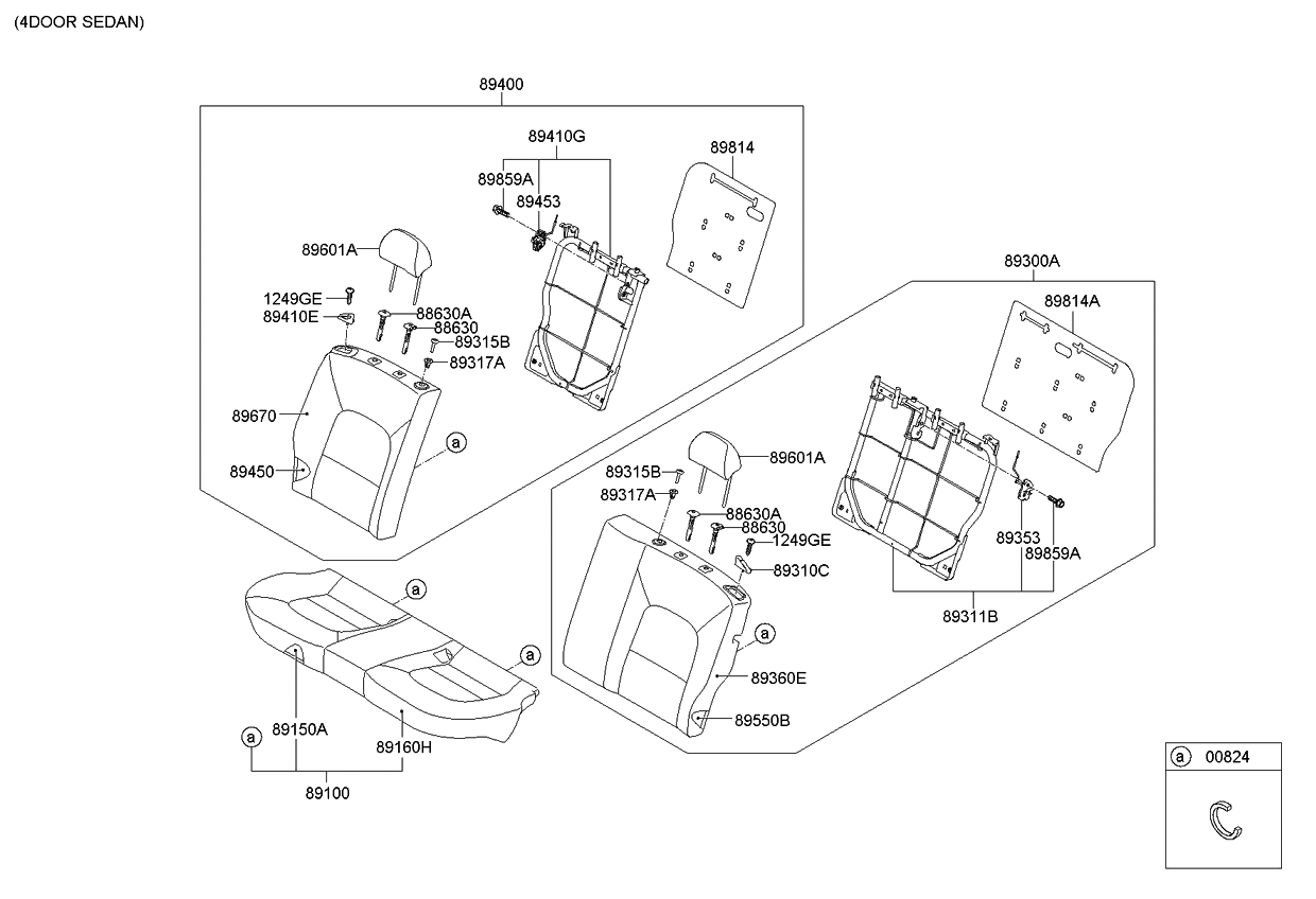 Kia 894001W021BDM Back Assembly-Rear Seat RH