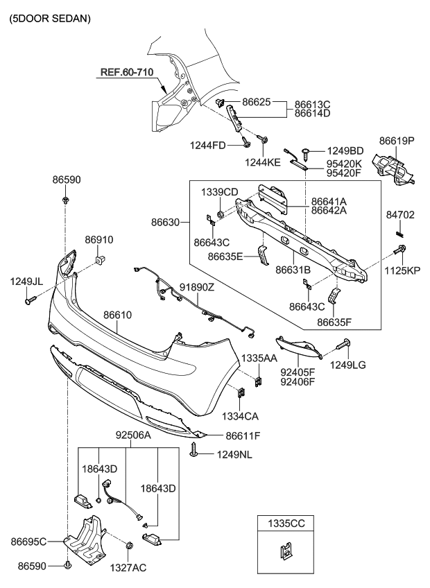 Kia 866951W000 Cover-Rear Bumper Side