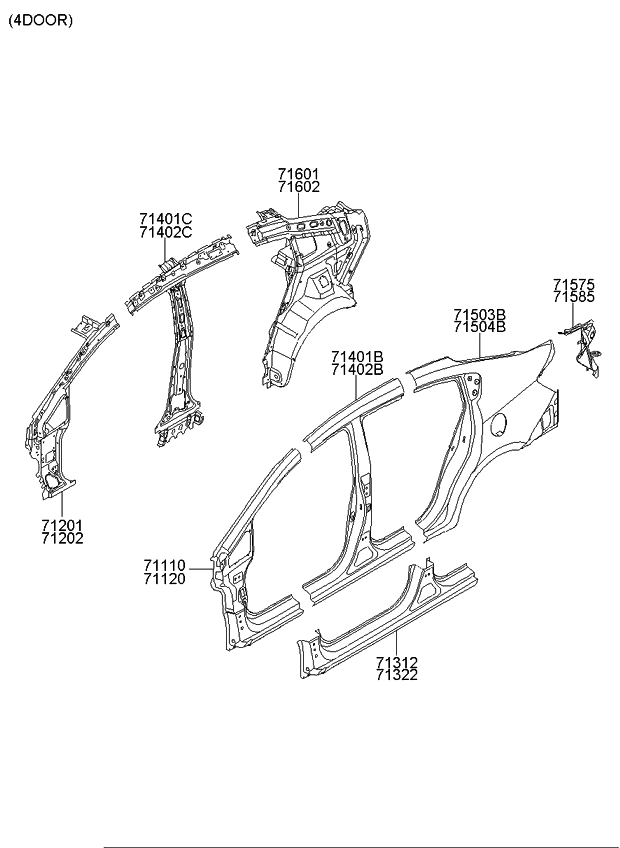 Kia 716011W211 Panel Assembly-Quarter Inner