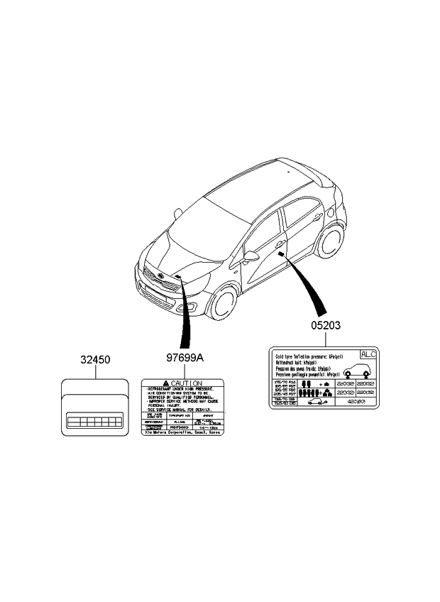 Kia 052031W120 Label-Tire Pressure