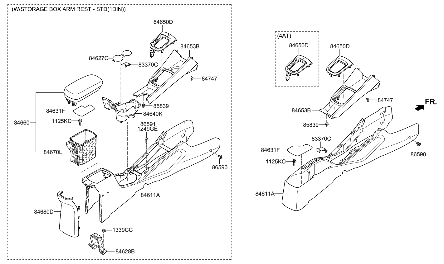 Kia 846121W000HU Pad-Console Rear Tray